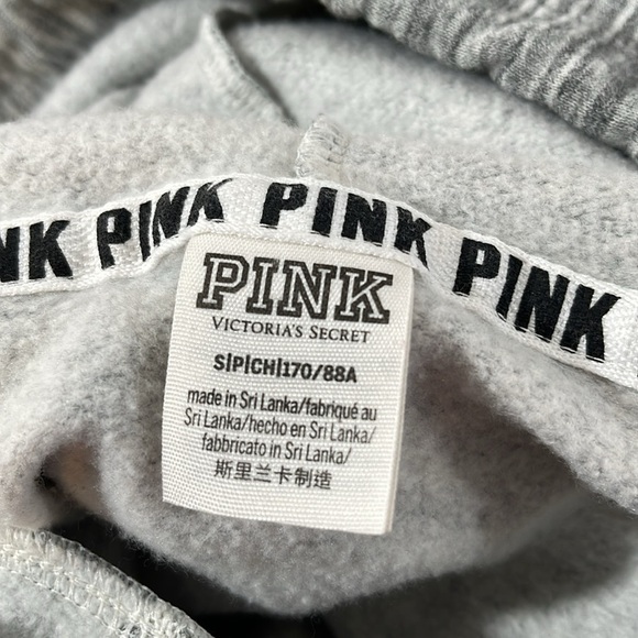 PINK Victoria’s Secret Cropped Hoodie Grey & White Size Small - Picture 7 of 10